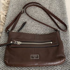 Fossil Cross Body Bag - Dark Brown soft leather